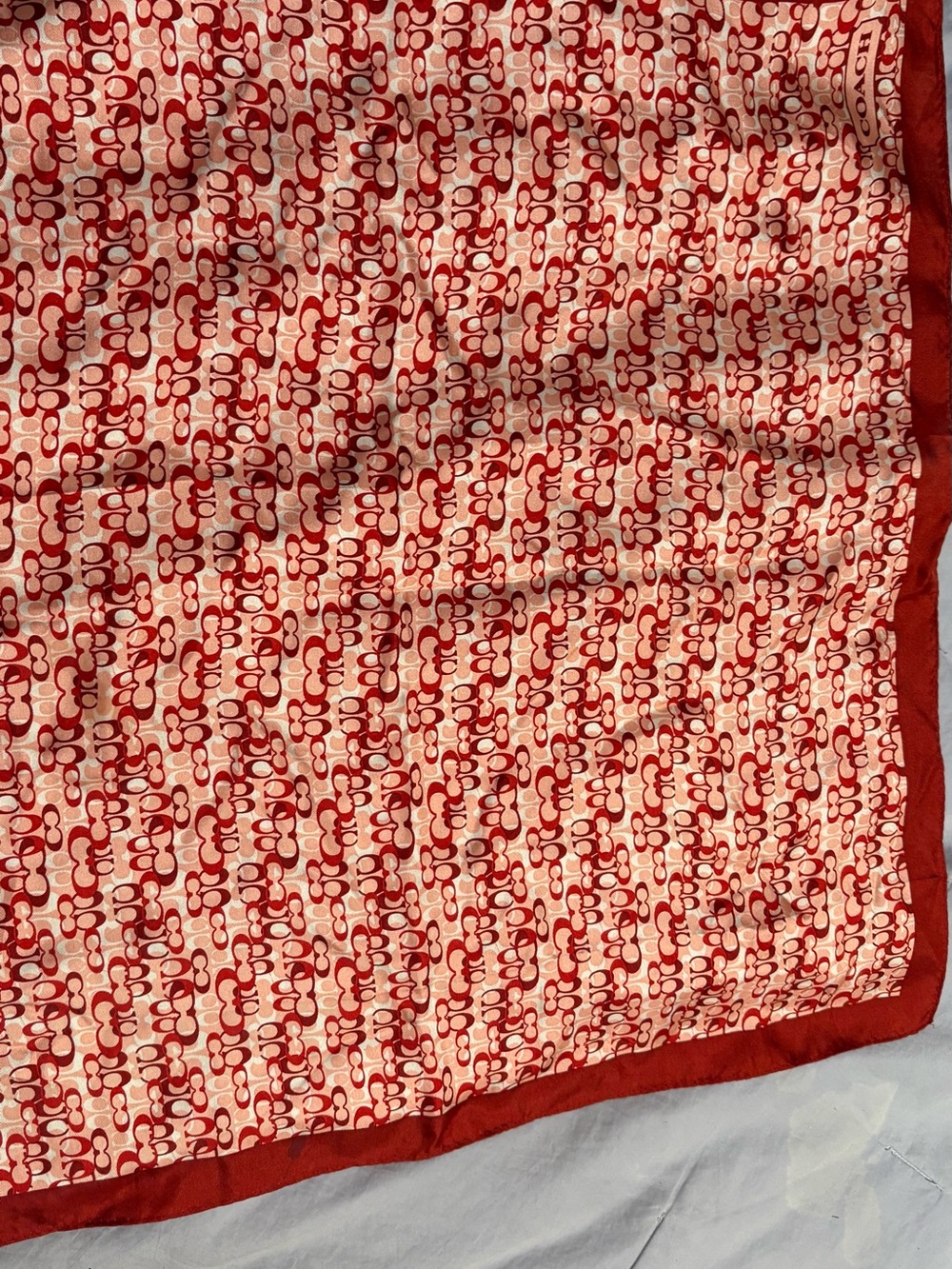 Coach Red and Cream Signature Logo Throw Blanket